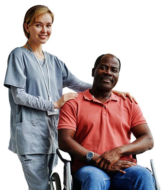caregiver and senior man